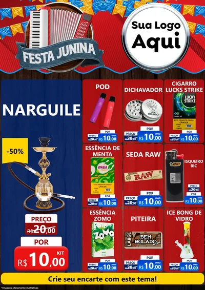 Modelo de Encarte para Encarte A4 Vertical com o tema Festa Junina para Tabacaria