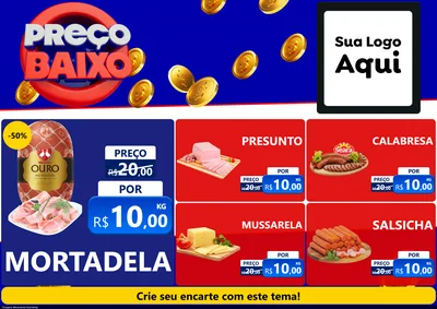 Modelo de Encarte para Encarte A4 Horizontal com o tema Preço Baixo para Frios e Laticínios