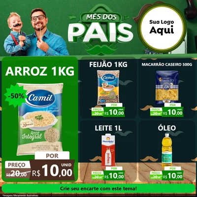 Modelo de Rede Social para Feed Facebook com o tema Mês dos Pais para Supermercado