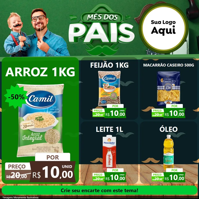 Modelo de Rede Social para Feed Facebook com o tema Mês dos Pais para Supermercado