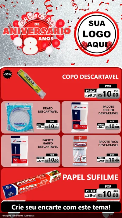 Modelo de TV para TV Vertical com o tema Promoção de Aniversário - 8 Anos para Embalagens