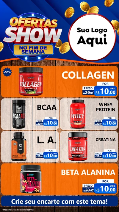 Modelo de TV para TV Vertical com o tema Ofertas Show No Fim De Semana para Suplementos alimentares