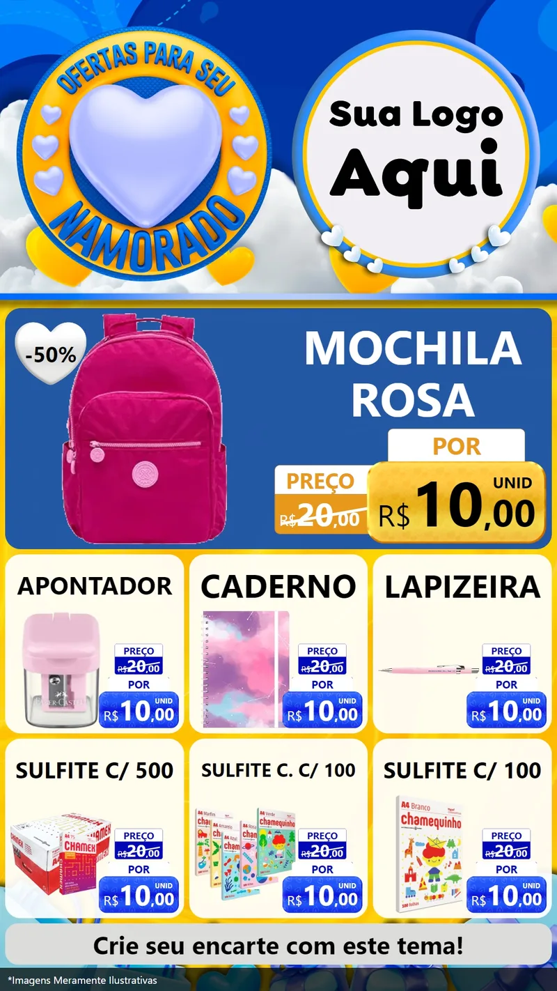 Modelo de Rede Social para Stories com o tema Ofertas Para Seu Namorado para Papelaria