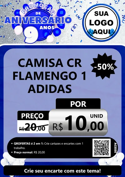 Modelo de Cartaz para Cartaz A4 Vertical com o tema Promoção de Aniversário - 9 Anos para Roupas e acessórios