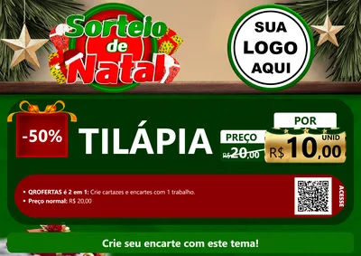 Modelo de Cartaz para Cartaz A4 Horizontal com o tema Sorteio de Natal para Peixaria