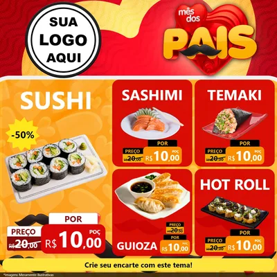 Modelo de Rede Social para Feed Facebook com o tema Mês Dos Pais para Comida japonesa