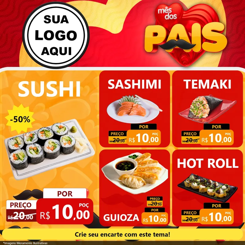 Modelo de Rede Social para Feed Facebook com o tema Mês Dos Pais para Comida japonesa