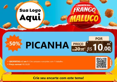 Modelo de Cartaz para Cartaz A4 Horizontal com o tema Quinta do Frango Maluco para Açougue
