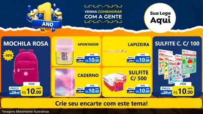 Modelo de TV para TV Horizontal com o tema Um Ano de Aniversário para Papelaria