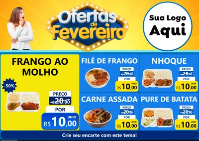 Modelo de Encarte para Encarte A4 Horizontal com o tema Ofertas de Fevereiro para Restaurante