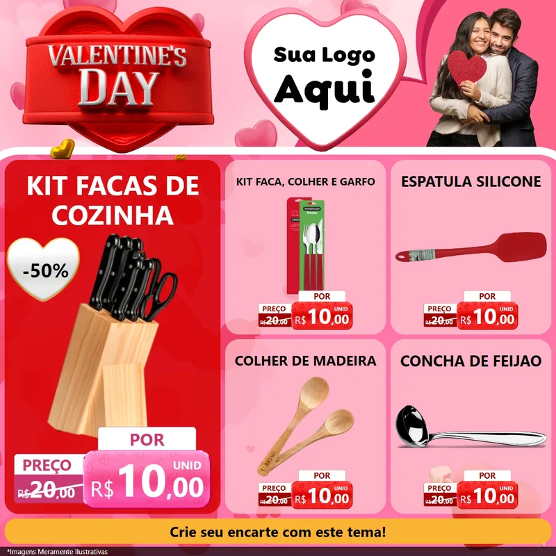 Modelo de Rede Social para Feed Facebook com o tema Valentine's Day para Utilidades Domésticas