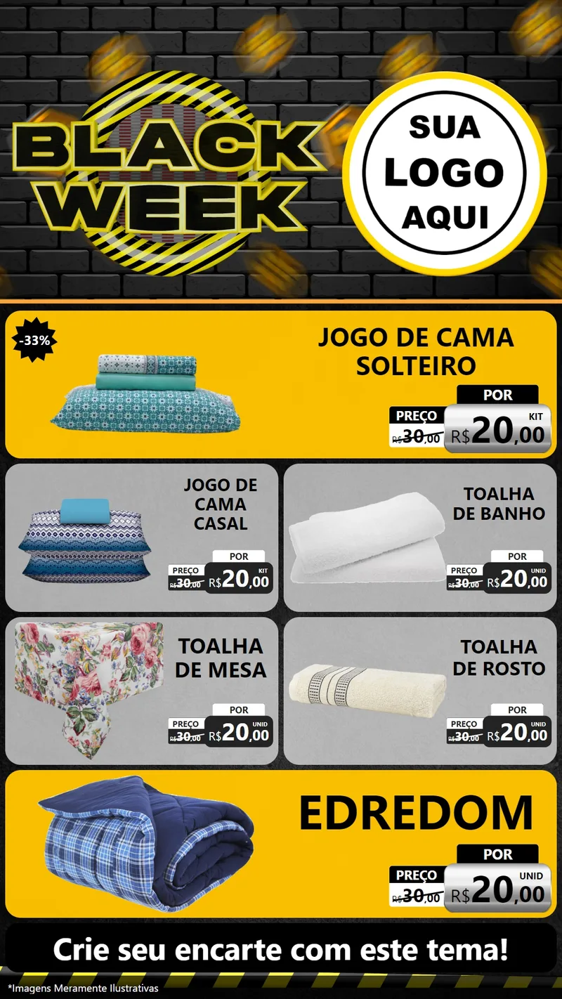 Modelo de TV para TV Vertical com o tema Black Week para Cama, Mesa e Banho