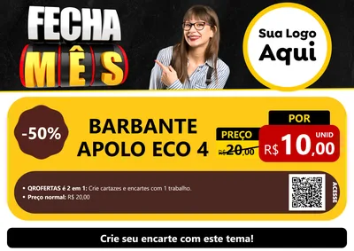 Modelo de Cartaz para Cartaz A4 Horizontal com o tema Fecha Mês para Armarinho e Aviamentos
