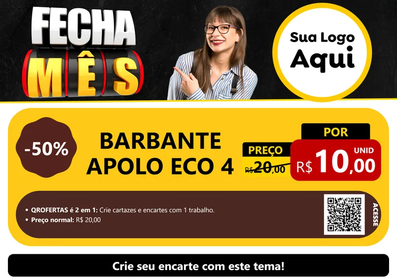 Modelo de Cartaz para Cartaz A4 Horizontal com o tema Fecha Mês para Armarinho e Aviamentos