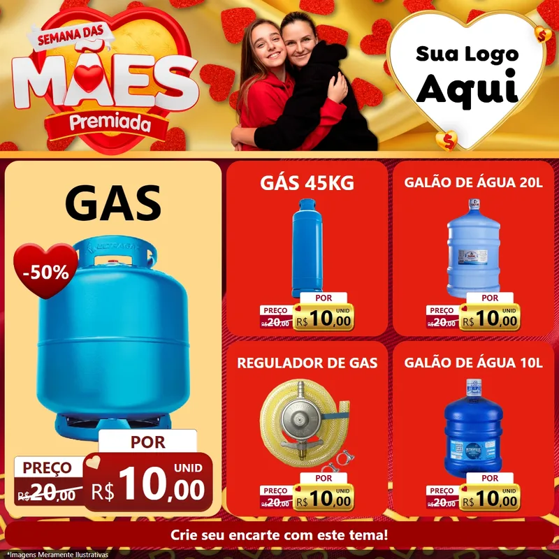 Modelo de Rede Social para Feed Facebook com o tema Semana das Mães Premiada para Água e gás