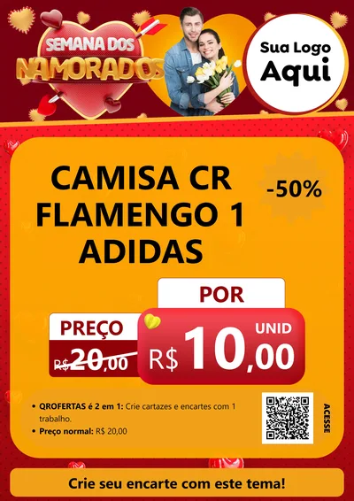 Modelo de Cartaz para Cartaz A4 Vertical com o tema Semana dos Namorados para Roupas e acessórios