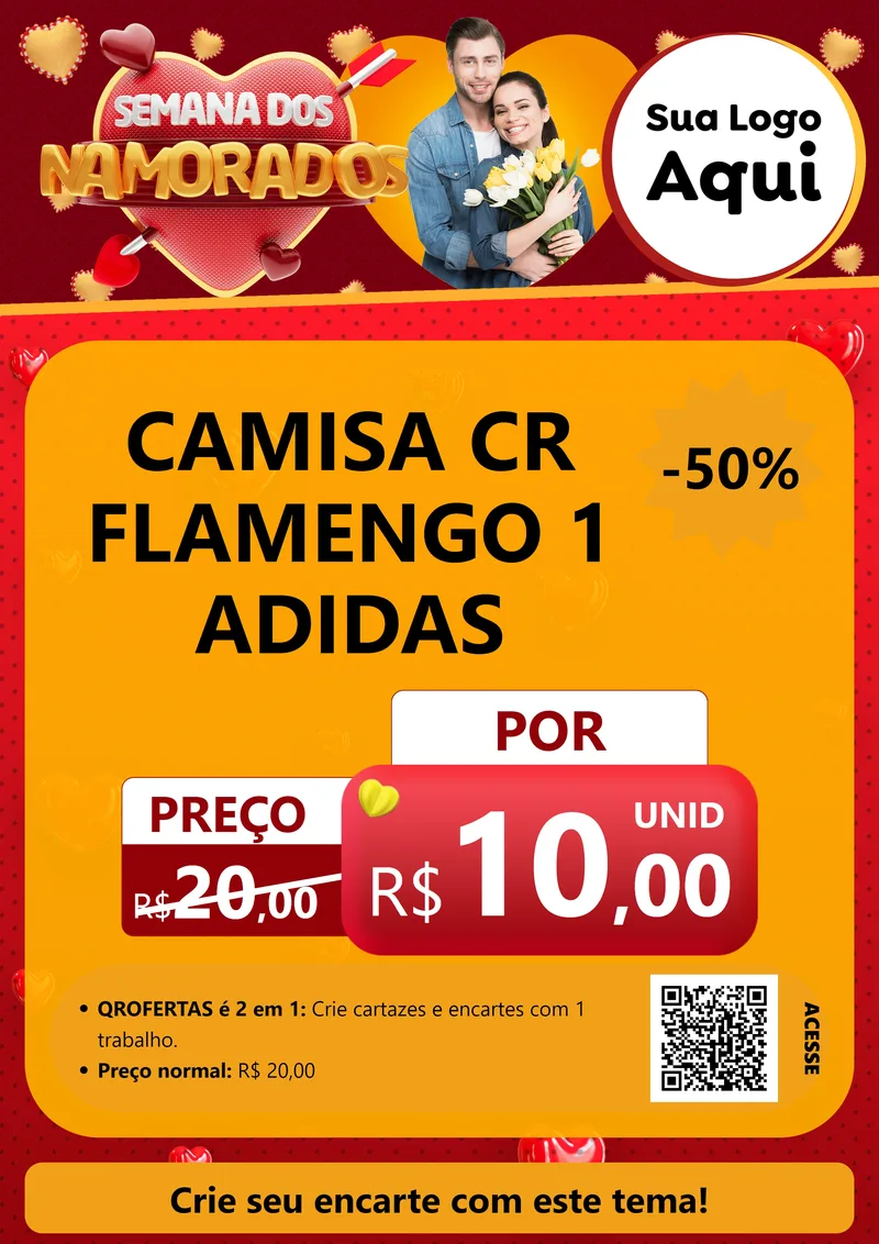 Modelo de Cartaz para Cartaz A4 Vertical com o tema Semana dos Namorados para Roupas e acessórios
