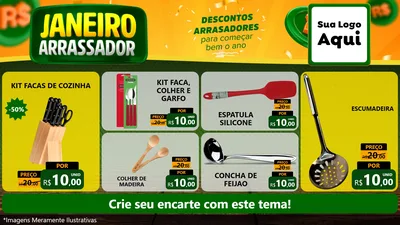 Modelo de TV para TV Horizontal com o tema Janeiro Arrasador para Utilidades Domésticas