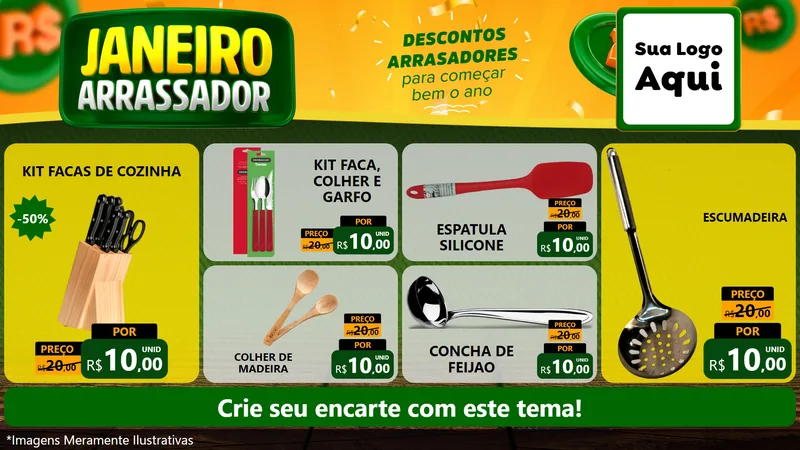 Modelo de TV para TV Horizontal com o tema Janeiro Arrasador para Utilidades Domésticas