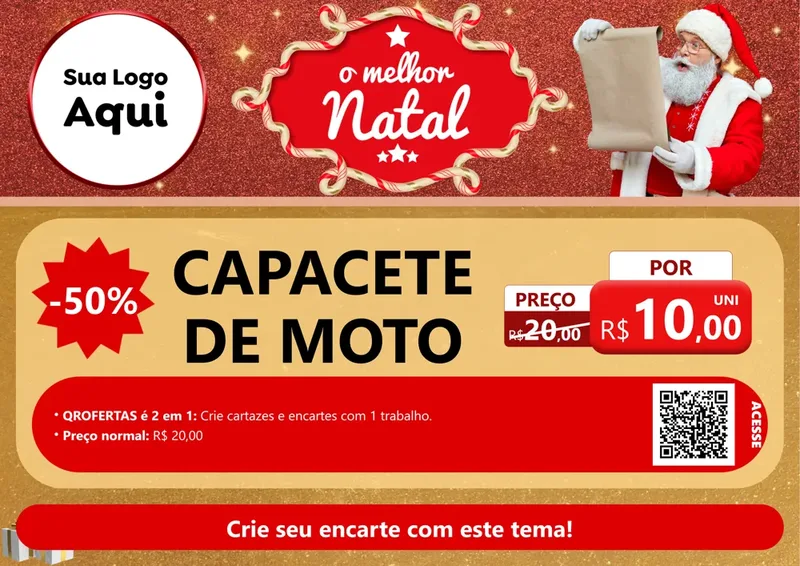 Modelo de Cartaz para Cartaz A4 Horizontal com o tema O Melhor Natal para Moto peças