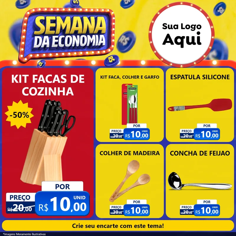 Modelo de Rede Social para Feed Facebook com o tema Semana da Economia para Utilidades Domésticas