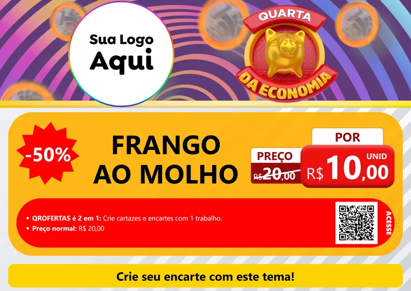 Modelo de Cartaz para Cartaz A4 Horizontal com o tema Quarta da Economia para Restaurante