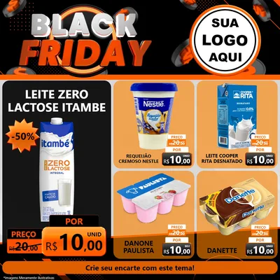 Modelo de Rede Social para Feed Facebook com o tema Black Friday para Frios e Laticínios