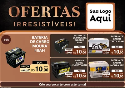 Modelo de Encarte para Encarte A4 Horizontal com o tema Ofertas Irresistíveis! para Baterias Elétricas