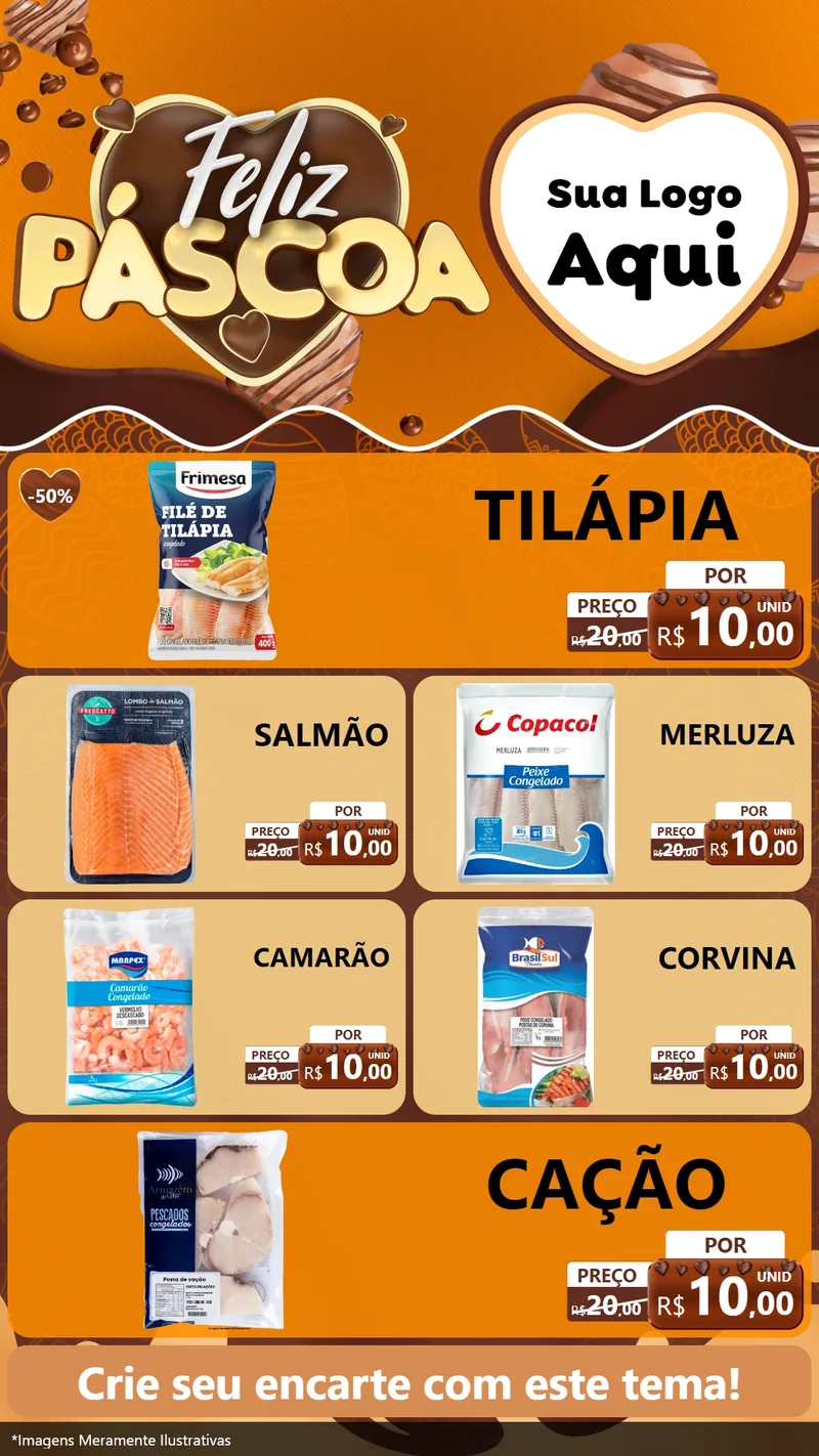 Modelo de TV para TV Vertical com o tema Feliz Páscoa para Peixaria