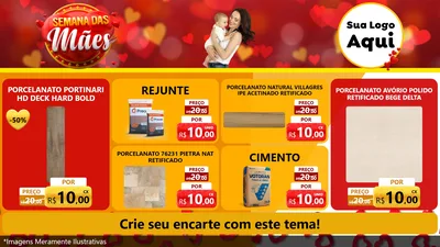 Modelo de TV para TV Horizontal com o tema Semana das Mães para Pisos e revestimentos