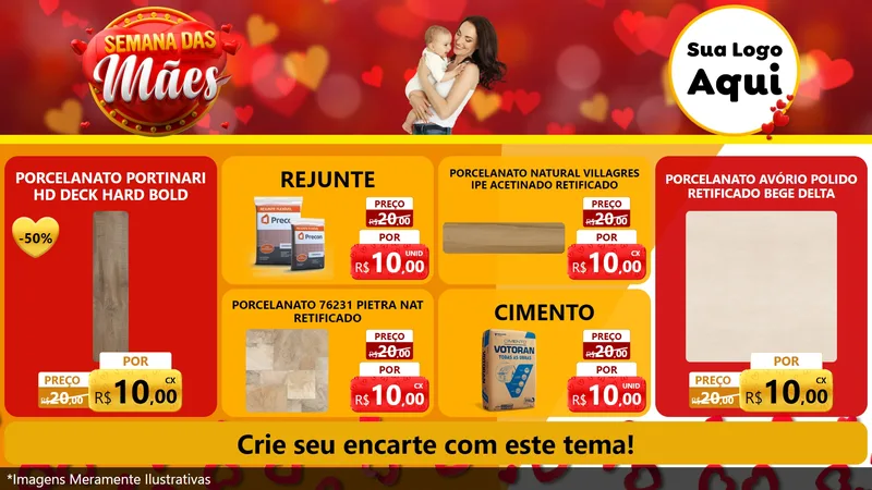 Modelo de TV para TV Horizontal com o tema Semana das Mães para Pisos e revestimentos