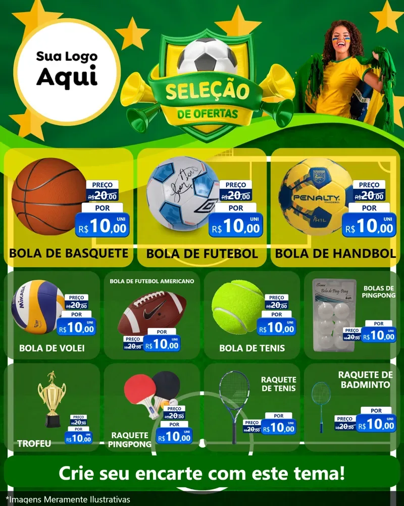 Modelo de Rede Social para Feed Instagram com o tema Seleção de Ofertas - Copa para Artigos Esportivos