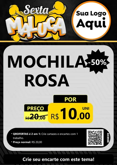 Modelo de Cartaz para Cartaz A4 Vertical com o tema Sexta Maluca para Papelaria