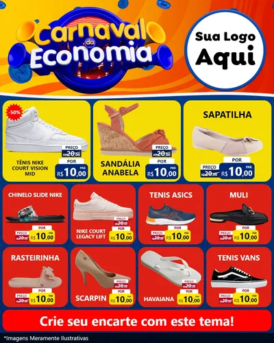 Modelo de Rede Social para Feed Instagram com o tema Carnaval da Economia para Calçados