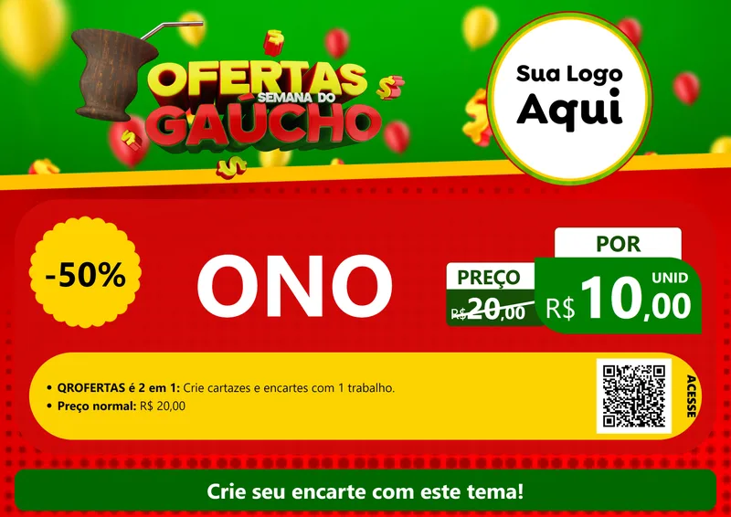 Modelo de Cartaz para Cartaz A4 Horizontal com o tema Ofertas Semana Do Gaúcho para Óticas