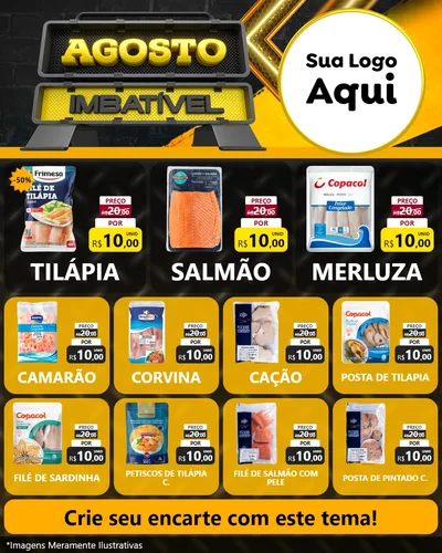 Modelo de Rede Social para Feed Instagram com o tema Agosto Imbatível para Peixaria