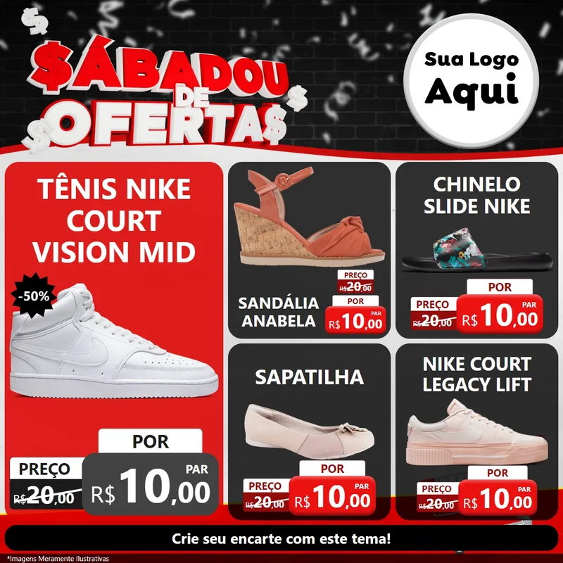 Modelo de Rede Social para Feed Facebook com o tema Sabadou de Ofertas para Calçados