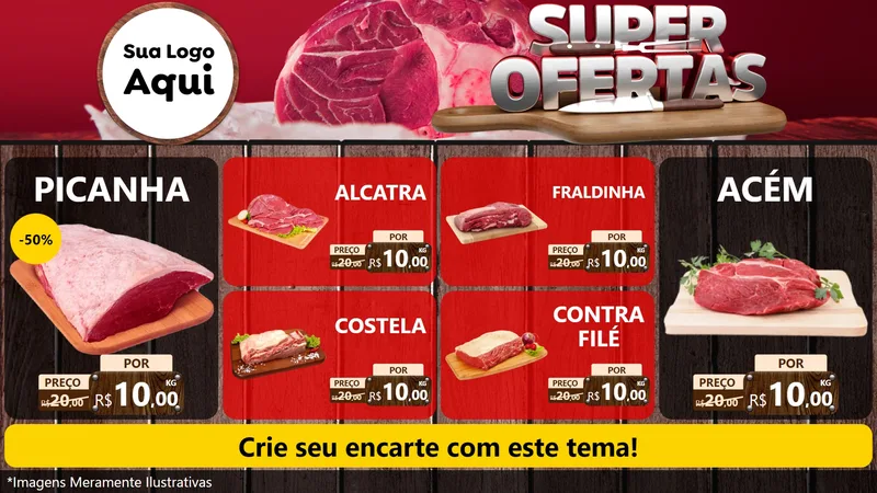 Modelo de TV para TV Horizontal com o tema Super Ofertas - Açougue para Açougue