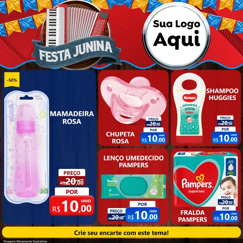 Modelo de Rede Social para Feed Facebook com o tema Festa Junina para Bebês