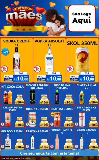 Modelo de Encarte para Encarte Grande com o tema Mês das Mães para Distribuidora de bebidas