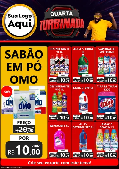 Modelo de Encarte para Encarte A4 Vertical com o tema Quarta Turbinada para Produtos de Limpeza