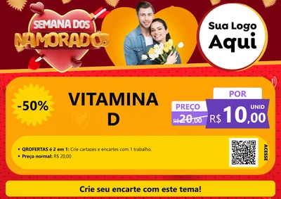 Modelo de Cartaz para Cartaz A4 Horizontal com o tema Semana dos Namorados para Farmácia