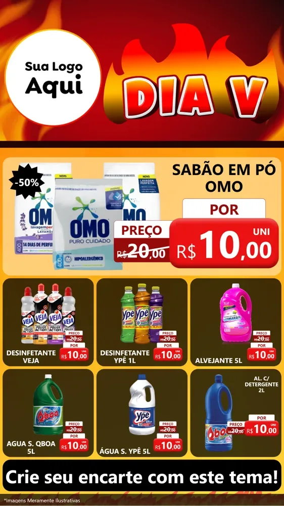 Modelo de Rede Social para Stories com o tema Dia V para Produtos de Limpeza