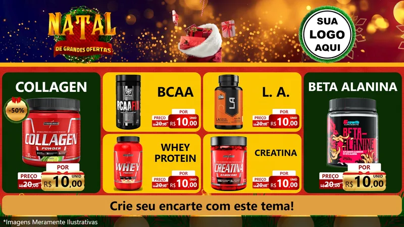 Modelo de TV para TV Horizontal com o tema Natal de Grandes Ofertas para Suplementos alimentares