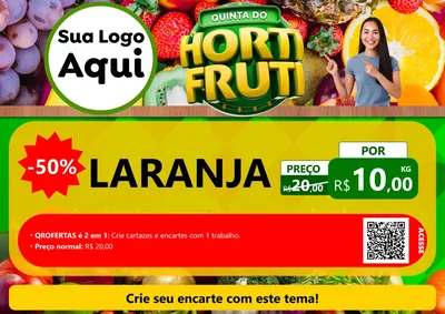 Modelo de Cartaz para Cartaz A4 Horizontal com o tema Quinta do Hortifrúti para Hortifrúti
