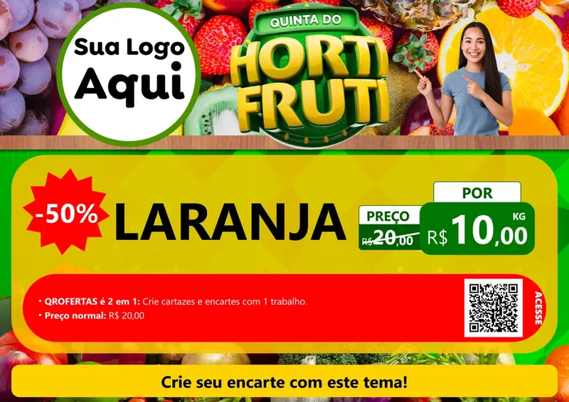 Modelo de Cartaz para Cartaz A4 Horizontal com o tema Quinta do Hortifrúti para Hortifrúti