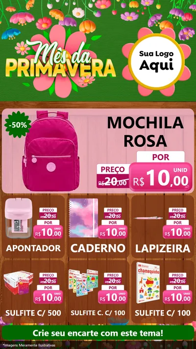 Modelo de Rede Social para Stories com o tema Mês da Primavera para Papelaria