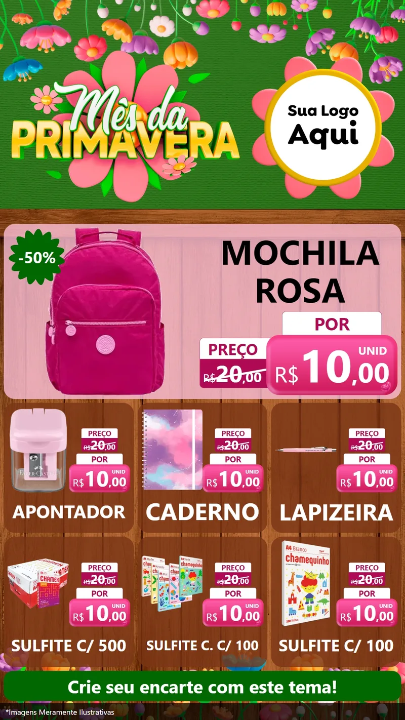 Modelo de Rede Social para Stories com o tema Mês da Primavera para Papelaria