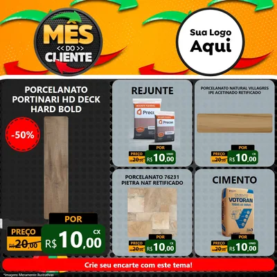 Modelo de Rede Social para Feed Facebook com o tema Mês do Cliente para Pisos e revestimentos