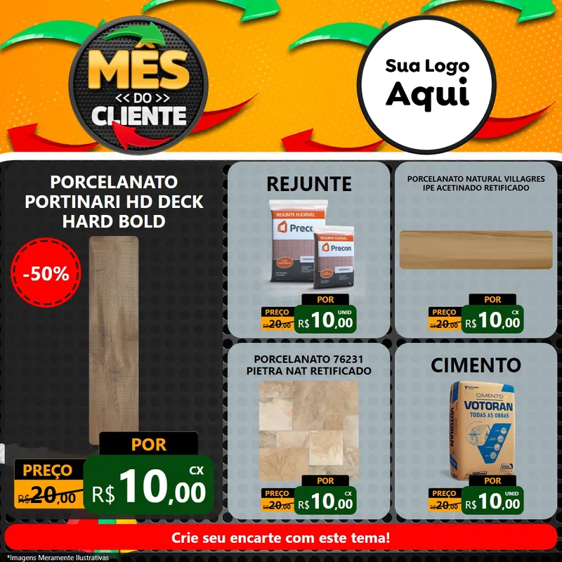 Modelo de Rede Social para Feed Facebook com o tema Mês do Cliente para Pisos e revestimentos